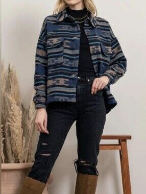 Perch By Blu Pepper Aztec Button-Up Shacket Sz 1XL
